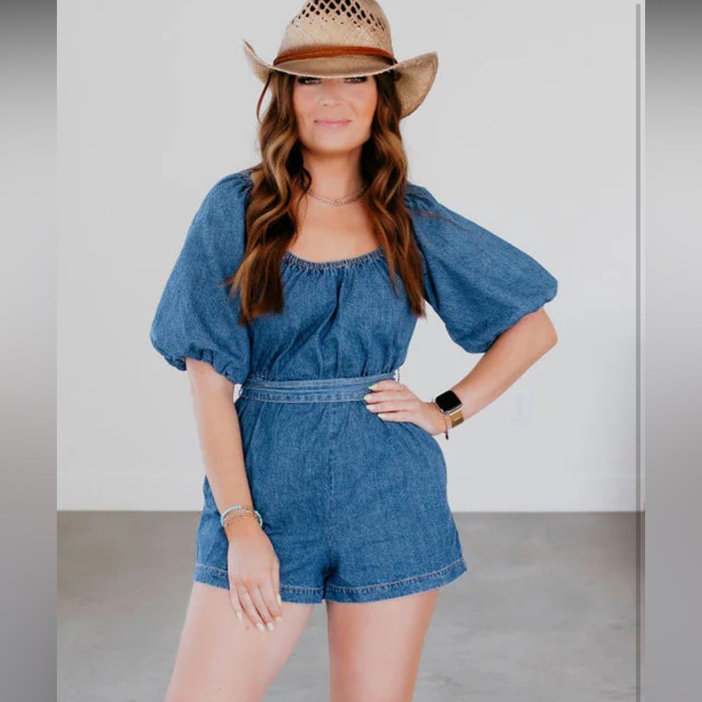 Never worn denim romper